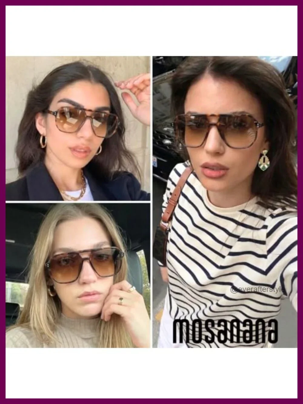 Oversized Polarized Aviator Sunglasses Geometric Frame Daily Fashion